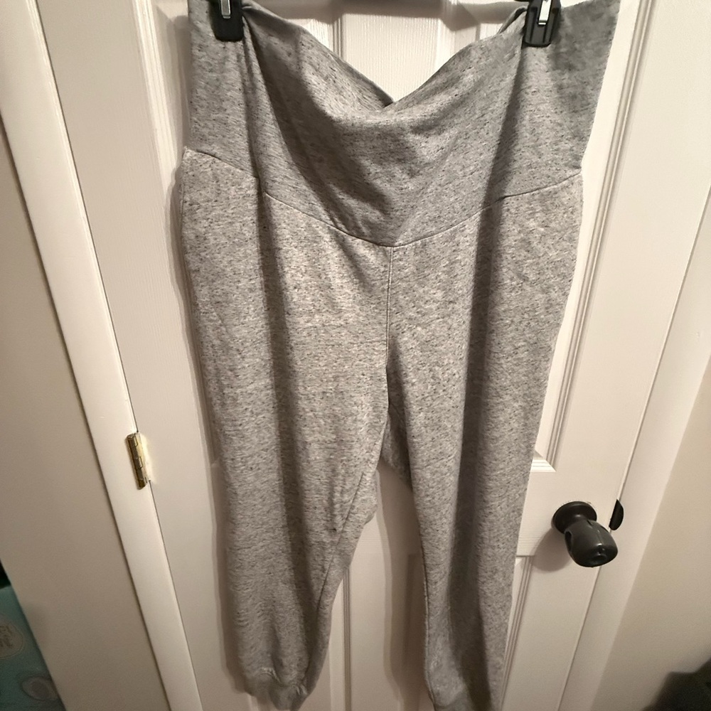 Gray High-Waisted Pants-Maternity
